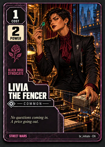 Livia the Fencer card: cost 1, power 2