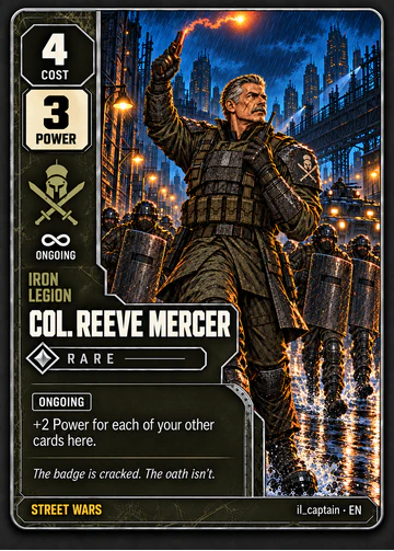 Col. Reeve Mercer card: cost 4, power 3