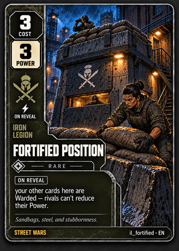 Fortified Position card: cost 3, power 3