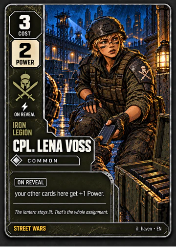 Cpl. Lena Voss card: cost 3, power 2