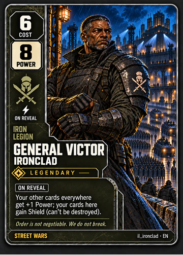 General Victor Ironclad card: cost 6, power 8