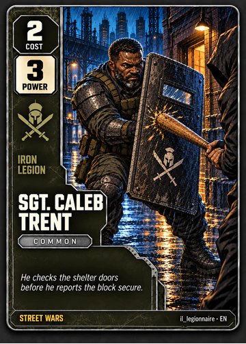 Sgt. Caleb Trent card: cost 2, power 3