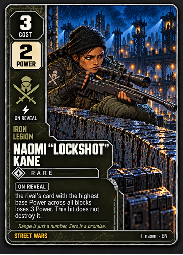 Naomi "Lockshot" Kane card: cost 3, power 2