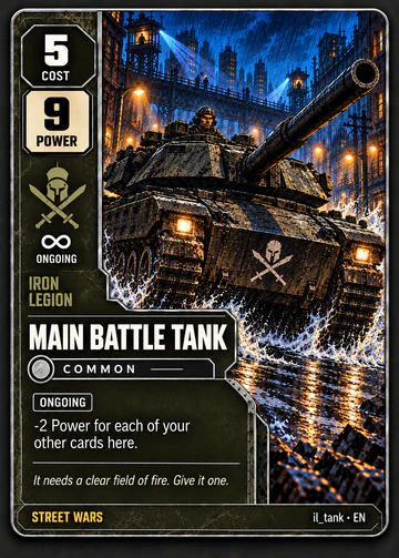 Main Battle Tank card: cost 5, power 9