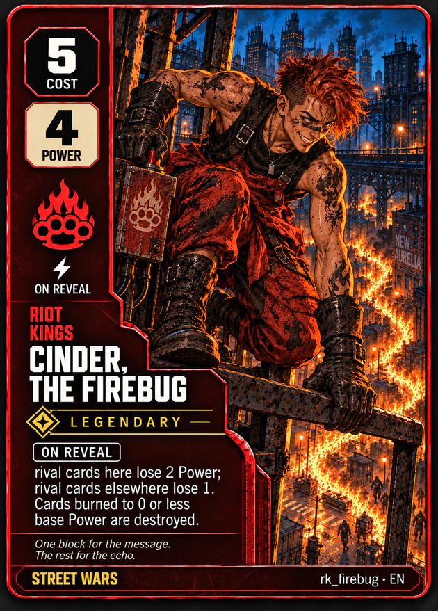 Cinder, the Firebug — complete Street Wars card