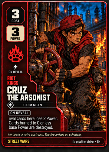 Cruz the Arsonist card: cost 3, power 3
