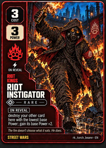 Riot Instigator card: cost 3, power 3
