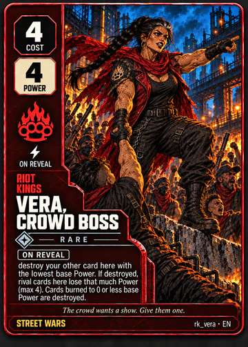Vera, Crowd Boss card: cost 4, power 4