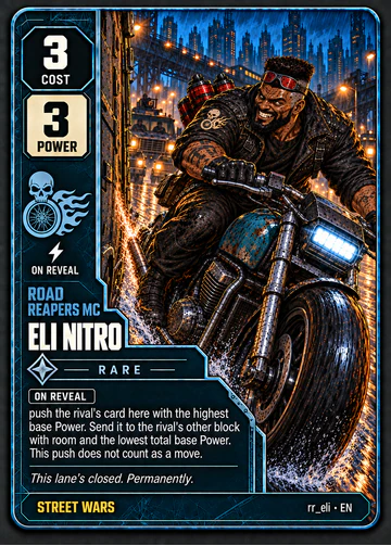 Eli Nitro card: cost 3, power 3