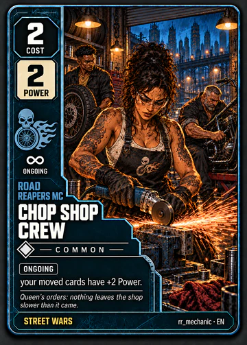Chop Shop Crew card: cost 2, power 2