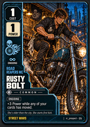 Rusty Bolt card: cost 1, power 1