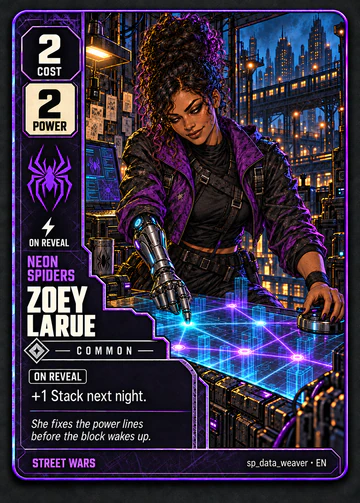 Zoey LaRue card: cost 2, power 2