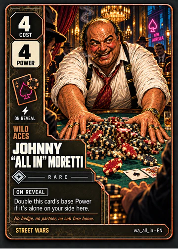 Johnny "All In" Moretti card: cost 4, power 4
