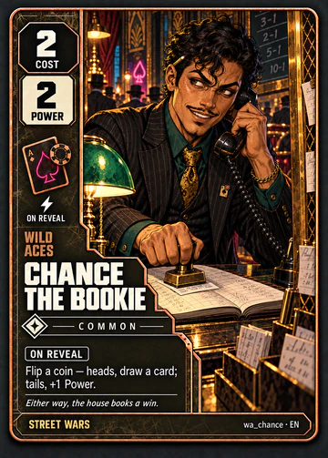 Chance the Bookie card: cost 2, power 2