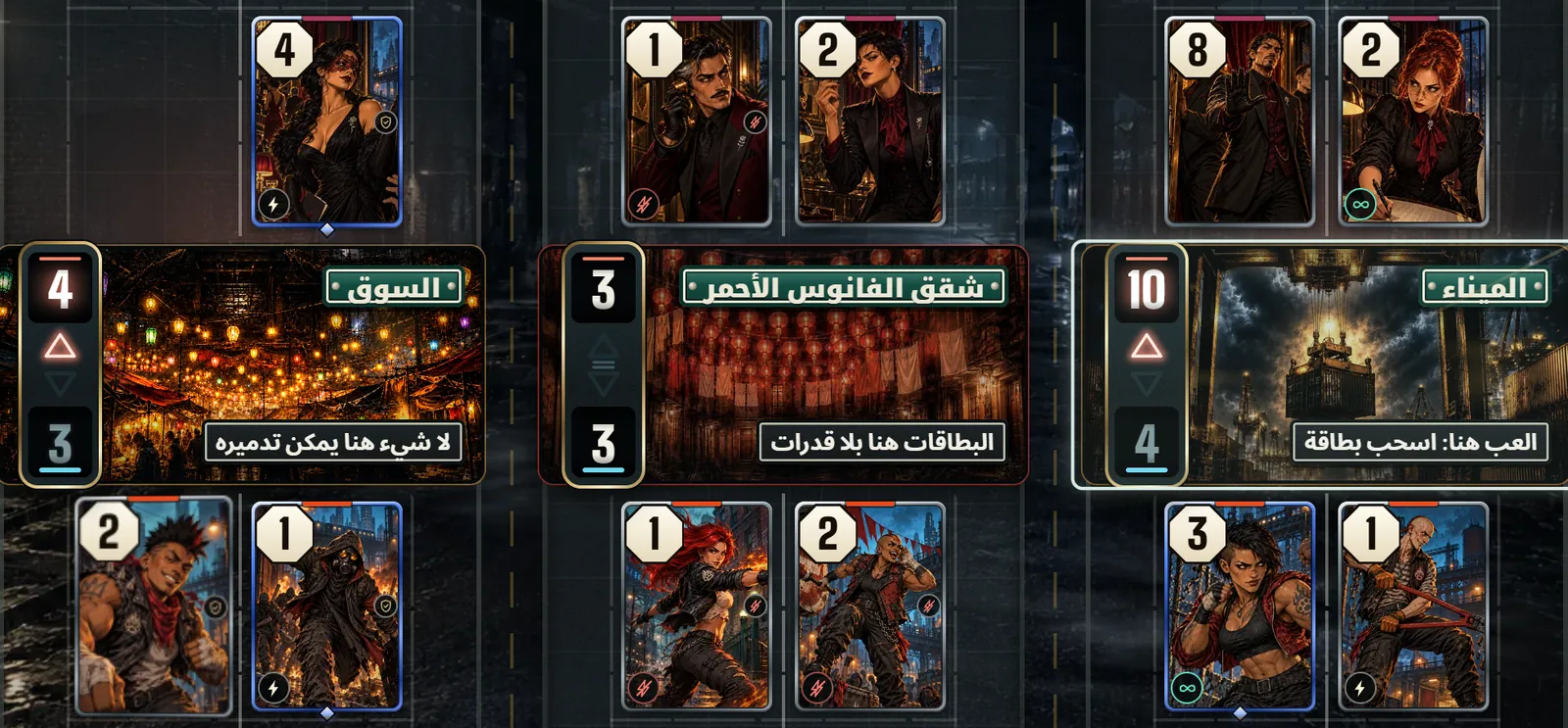 مباراة حقيقية في Street Wars في الليلة الخامسة: بطاقات على ثلاثة أحياء، The Docks وRed Lantern Flats وThe Market