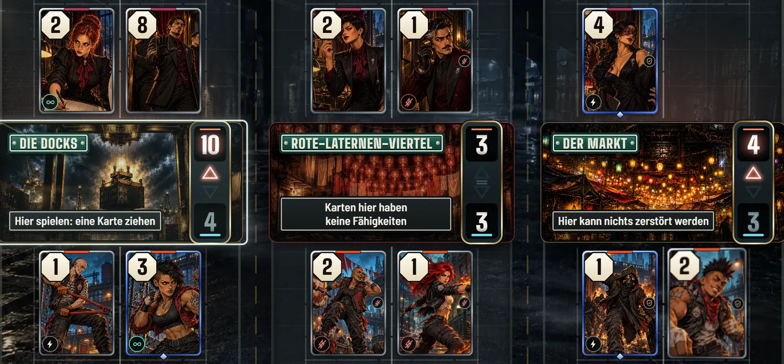 Ein echtes Street-Wars-Match in Nacht 5: Karten auf drei Blöcke der Stadt, The Docks, Red Lantern Flats und The Market