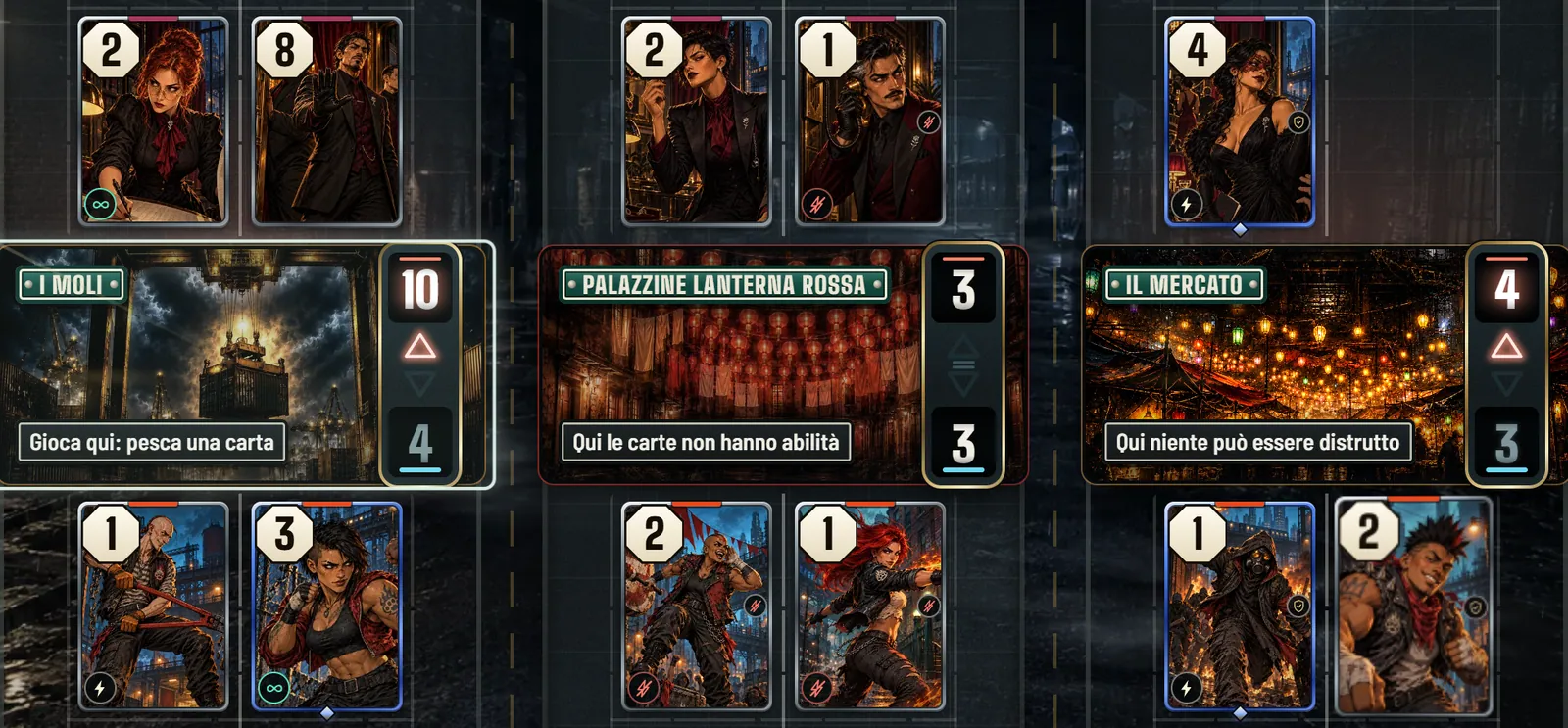 Una vera partita di Street Wars alla notte 5: carte su tre isolati, The Docks, Red Lantern Flats e The Market