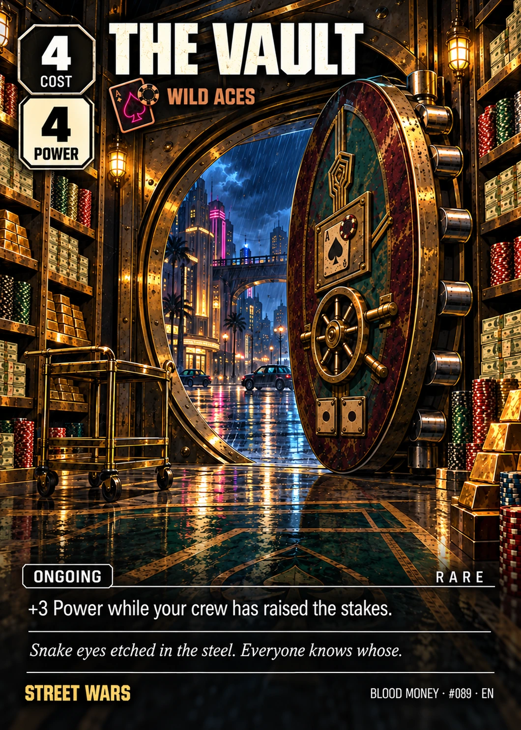 The Vault, una carta dei Wild Aces: la porta d’oro di un caveau sotto il casinò
